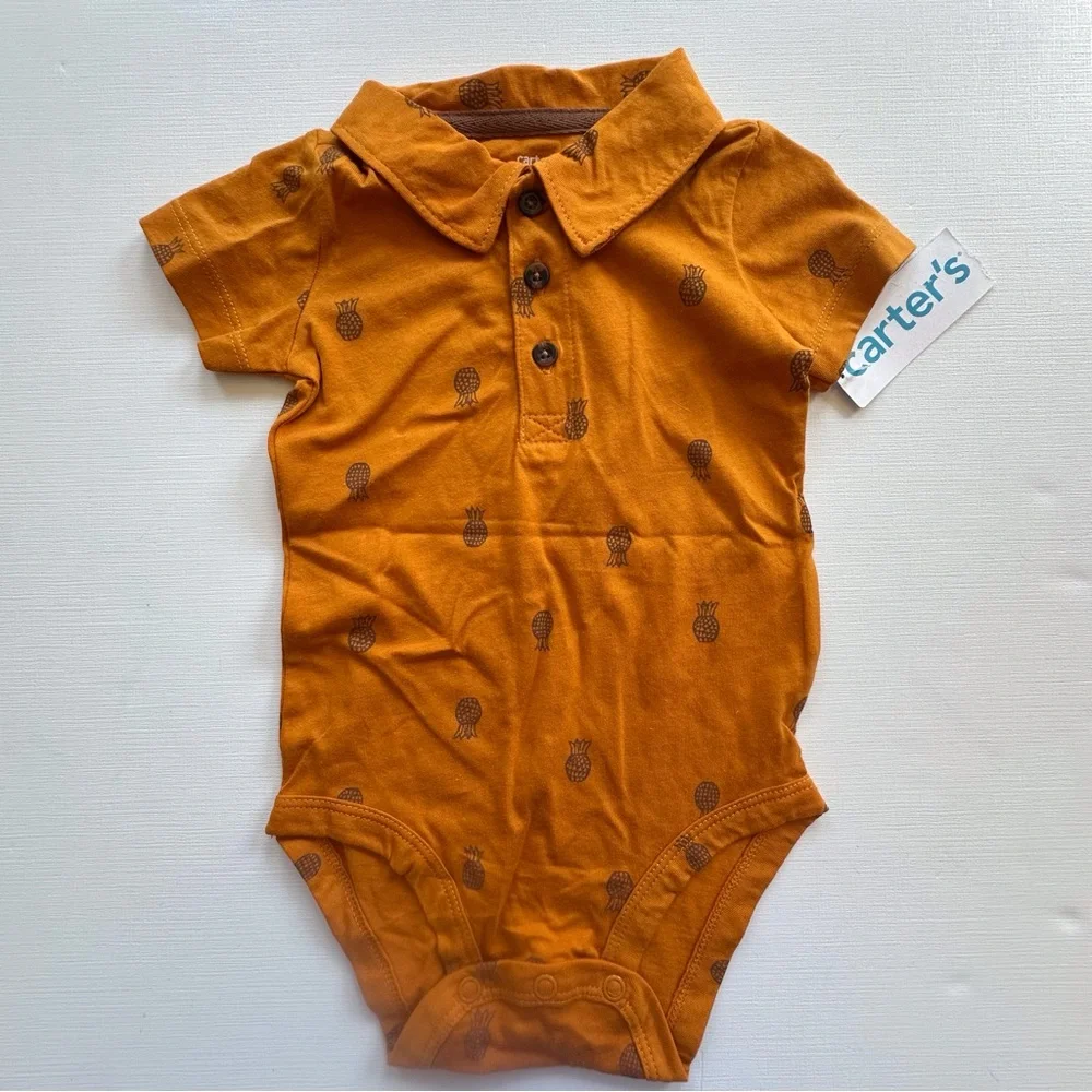 Carters‎ Two Piece Orange Pineapple Bodysuit Shorts Outfit Baby Boy 9m NWT